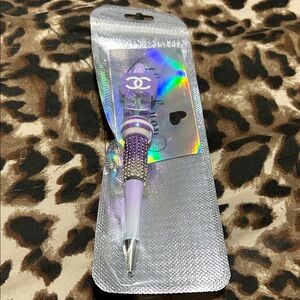 Purple Rhinestone Bling Stylus Pen with Decorative Logo Accent